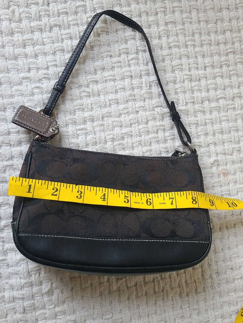 Coach Dark Brown Signature Canvas Shoulder Bag with Black Trim No. 125-6094 - Picture 7 of 12